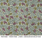 Handmade Block Print Green Natural Linen Blend  Fabric – Thorny Stems