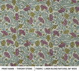 Handmade Block Print Green Natural Linen Blend  Fabric – Thorny Stems