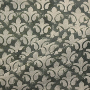 Aristan Handmade Block Print Green Off White Linen Fabric - Rajputana Jaal