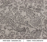 Aristanal Hand Block Print Grey Thick Linen Fabric - Sanganer Jaal