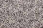 Aristanal Hand Block Print Grey Thick Linen Fabric - Sanganer Jaal