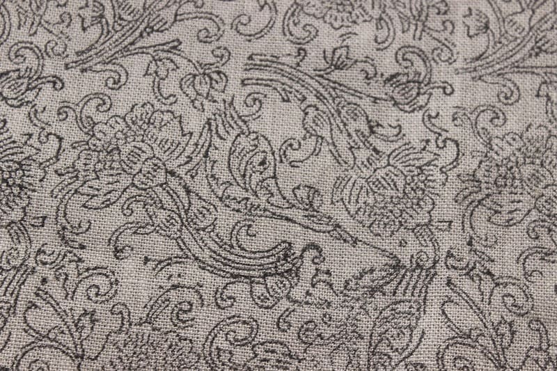 Aristanal Hand Block Print Grey Thick Linen Fabric - Sanganer Jaal