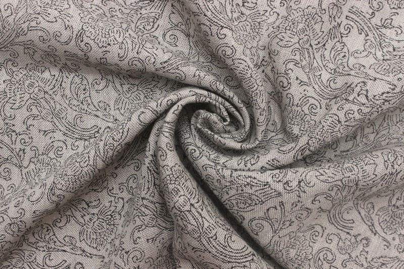 Aristanal Hand Block Print Grey Thick Linen Fabric - Sanganer Jaal