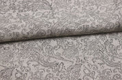 Aristanal Hand Block Print Grey Thick Linen Fabric - Sanganer Jaal