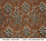 Handcrafted Block Print Grey Thick Linen Pure Fabric - Vishalpushp