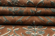 Handcrafted Block Print Grey Thick Linen Pure Fabric - Vishalpushp
