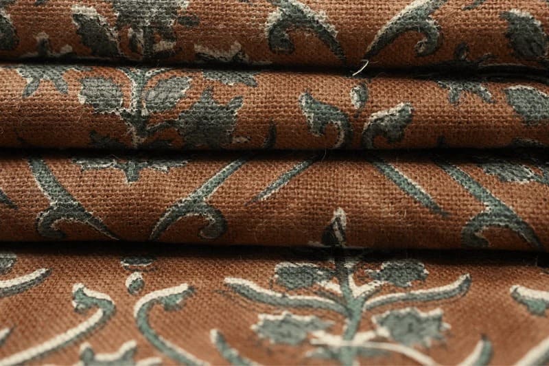 Handcrafted Block Print Grey Thick Linen Pure Fabric - Vishalpushp