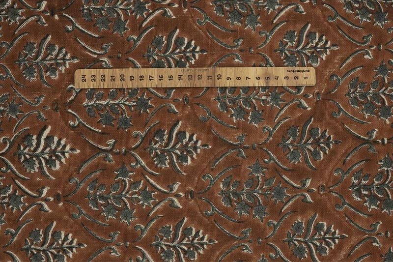 Handcrafted Block Print Grey Thick Linen Pure Fabric - Vishalpushp
