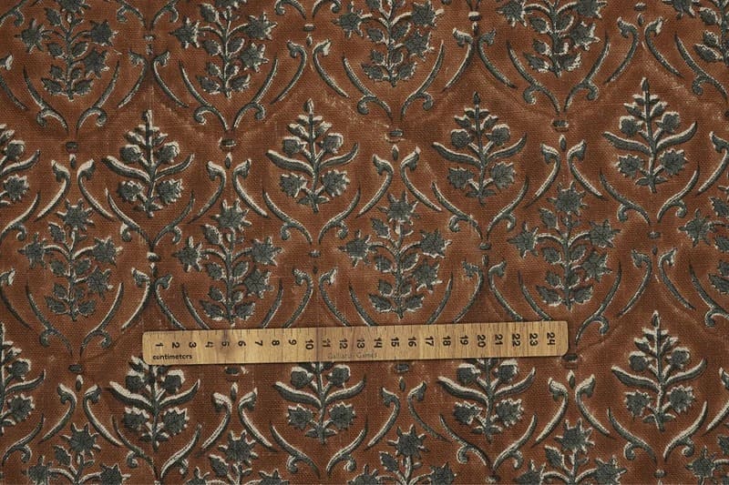 Handcrafted Block Print Grey Thick Linen Pure Fabric - Vishalpushp