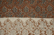 Handcrafted Block Print Grey Thick Linen Pure Fabric - Vishalpushp