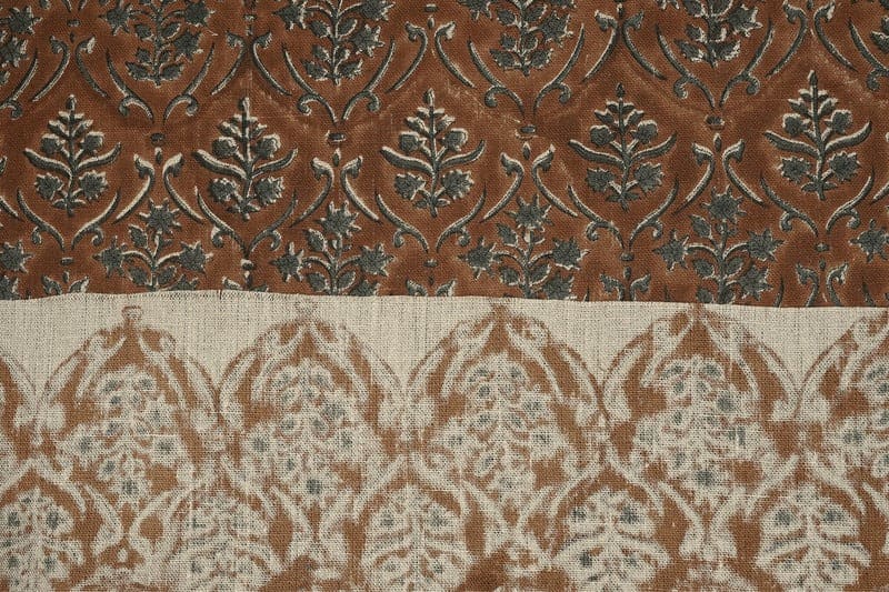 Handcrafted Block Print Grey Thick Linen Pure Fabric - Vishalpushp