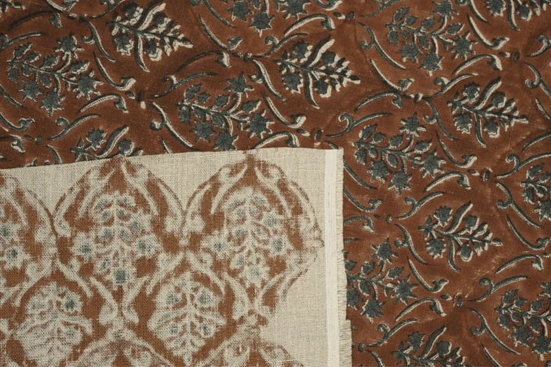Handcrafted Block Print Grey Thick Linen Pure Fabric - Vishalpushp