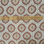 Handcrafted Block Print Mustard Viscose Linen Fabric - Charkha