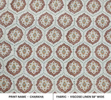 Handcrafted Block Print Mustard Viscose Linen Fabric - Charkha