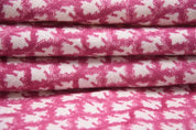Handmade Block Print Pink Off White Linen Fabric - Pinkcity Jaal