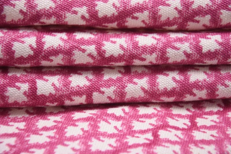 Handmade Block Print Pink Off White Linen Fabric - Pinkcity Jaal