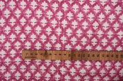 Handmade Block Print Pink Off White Linen Fabric - Pinkcity Jaal
