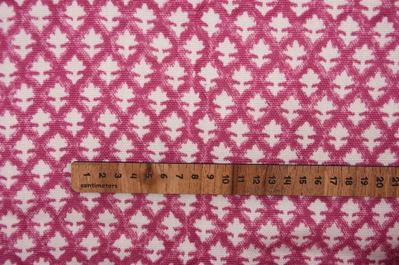 Handmade Block Print Pink Off White Linen Fabric - Pinkcity Jaal