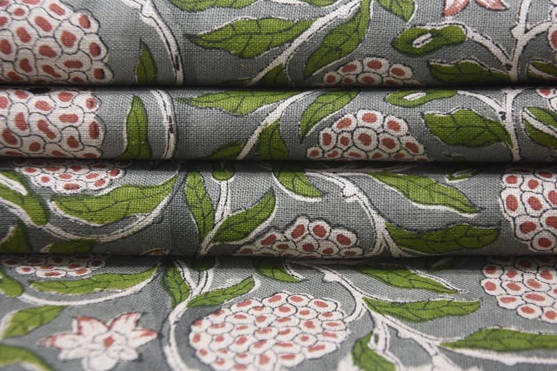 Handmade Block Print Red Pure Linen Fabric For Farmhouse - Merakhi
