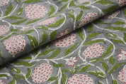 Handmade Block Print Red Pure Linen Fabric For Farmhouse - Merakhi
