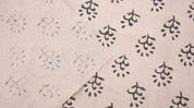 Handwoven Block print textiles Beige &Grey Pure Linen Fabric - Shivri