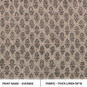 Handmade Block Printed Gray Linen Curtains - Everbee Print