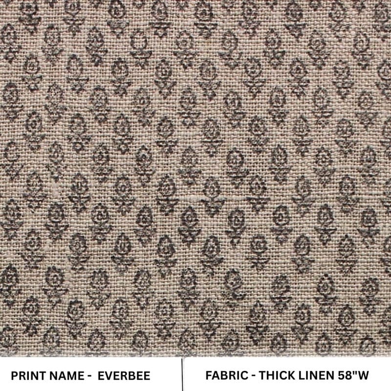 Handmade Block Printed Gray Linen Curtains - Everbee Print