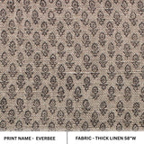 Handmade Block Printed Gray Linen Curtains - Everbee Print