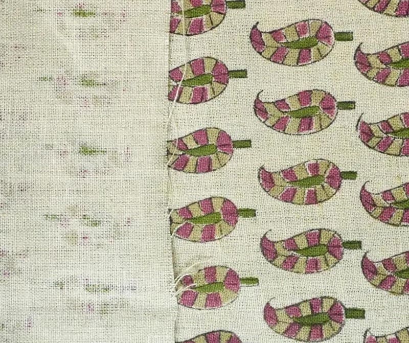 Hand Block Printed sage Green Floral Pure Linen Fabric - Lil Paisley