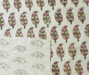 Hand Block Printed sage Green Floral Pure Linen Fabric - Lil Paisley