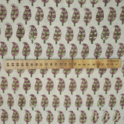 Hand Block Printed sage Green Floral Pure Linen Fabric - Lil Paisley