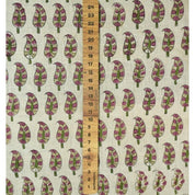 Hand Block Printed sage Green Floral Pure Linen Fabric - Lil Paisley