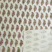 Hand Block Printed sage Green Floral Pure Linen Fabric - Lil Paisley