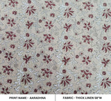 Handmade Block Printed Red & Gray Thick Linen Fabric  - Aradhana
