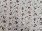 Handmade Block Printed Red & Gray Thick Linen Fabric  - Aradhana