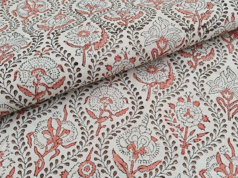 Handmade Custom Block print Thick linen fabric - Amerbel