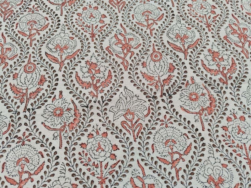 Handmade Custom Block print Thick linen fabric - Amerbel