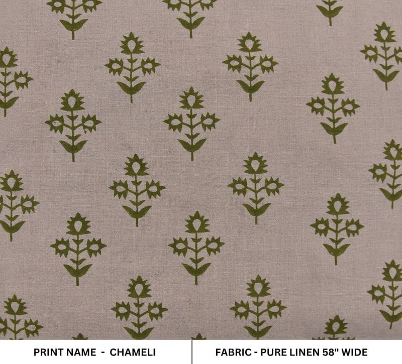 Handmade Block Print Linen Fabric For House Styling - Chameli