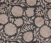 Handmade Stamped Block Print Brown Thick Linen Fabric - Rajat