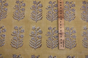Handcrafted Throw Block Print Gold Pure Linen Fabric - Inderdhanush