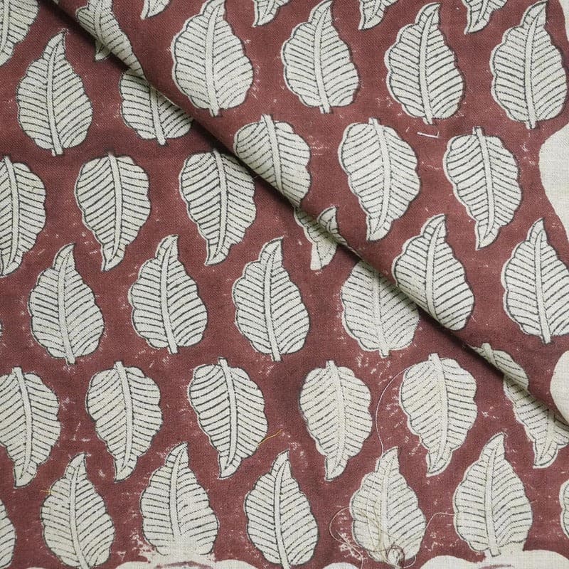 Hand Block Printed Brown Linen Blend Fabric for Couch Covers – Panchi