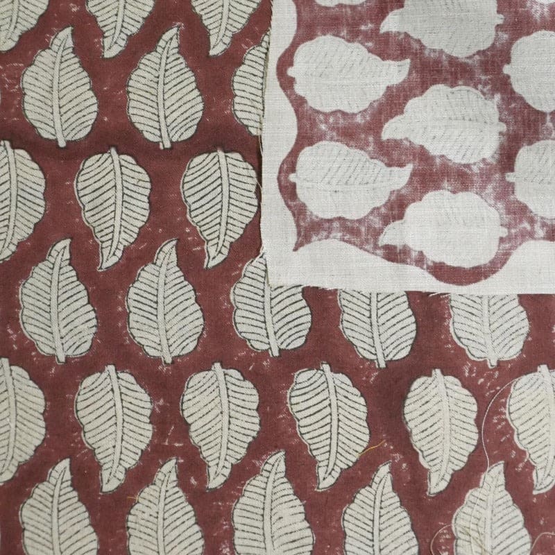 Hand Block Printed Brown Linen Blend Fabric for Couch Covers – Panchi