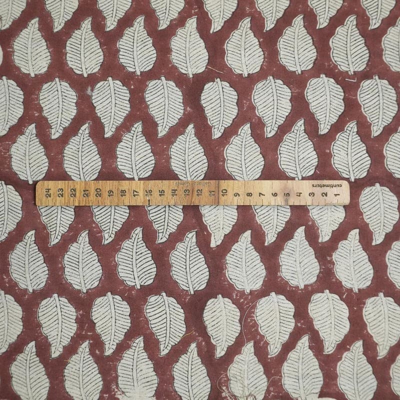 Hand Block Printed Brown Linen Blend Fabric for Couch Covers – Panchi
