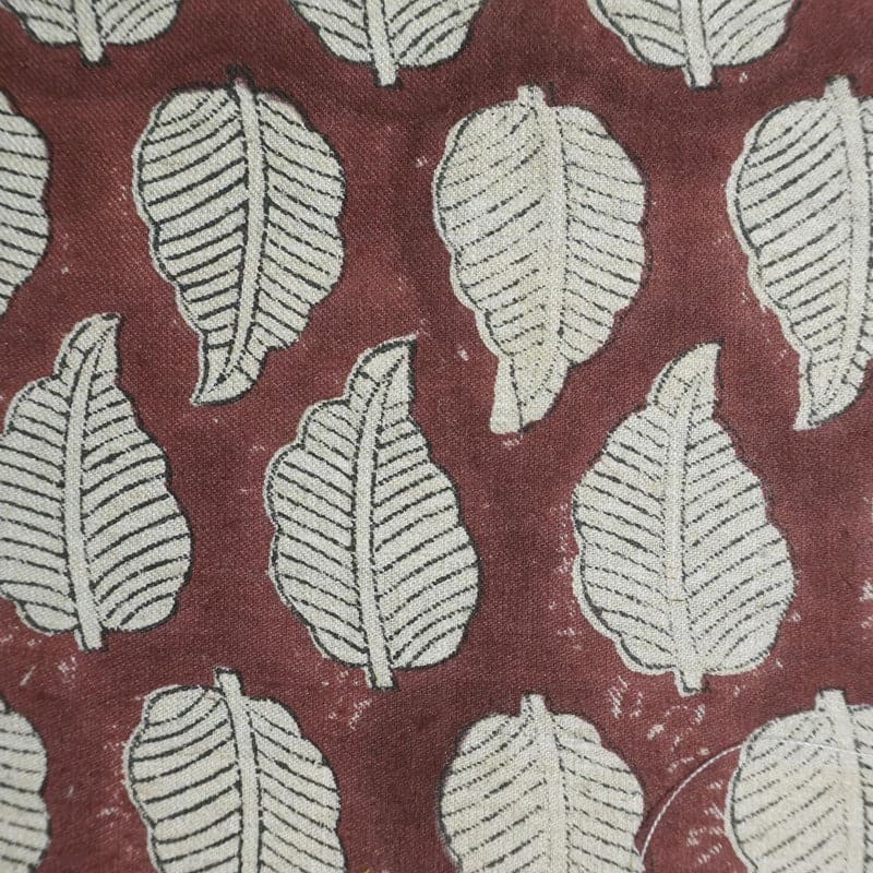 Hand Block Printed Brown Linen Blend Fabric for Couch Covers – Panchi