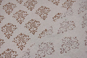 Premium Hand Block Print Brown Pure Linen Fabric - Ekakshar Butta
