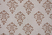 Premium Hand Block Print Brown Pure Linen Fabric - Ekakshar Butta