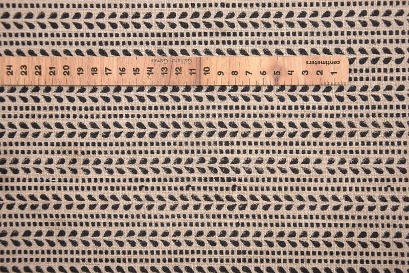 Handmade Block Print Black Floral Thick Linen Fabric - Ratanbel