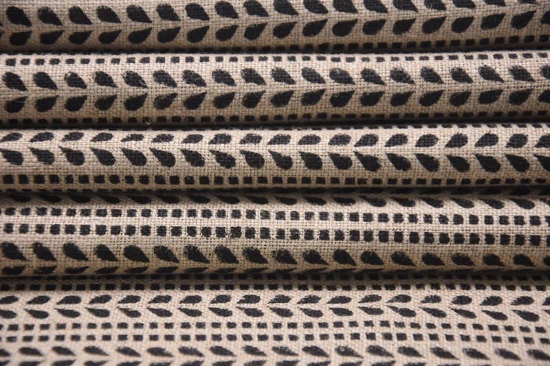 Handmade Block Print Black Floral Thick Linen Fabric - Ratanbel