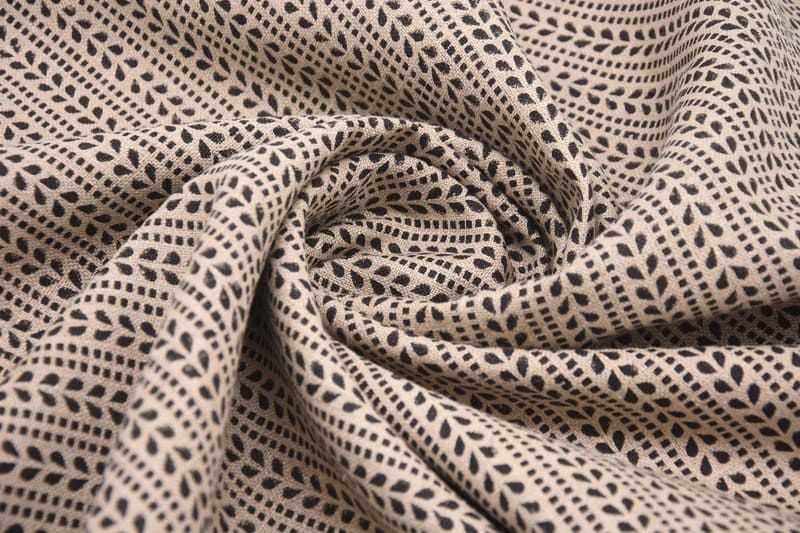 Handmade Block Print Black Floral Thick Linen Fabric - Ratanbel