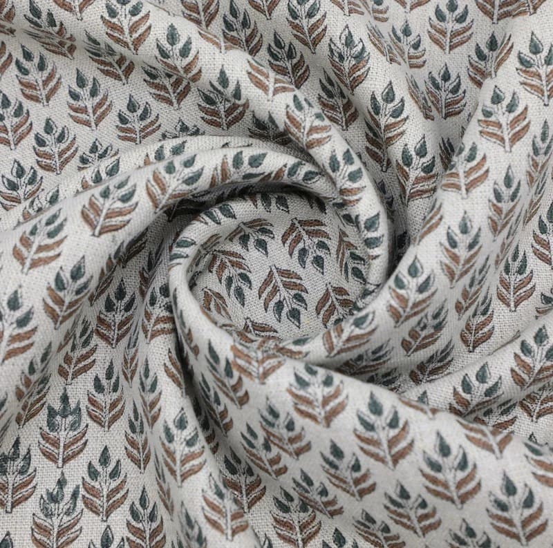 Handmade Blockprint Brown Thick linen Pure Fabric - Alia